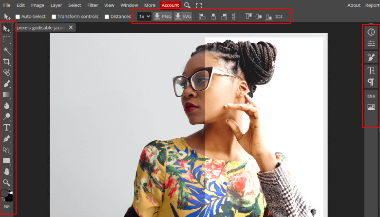 Photo editing workspace